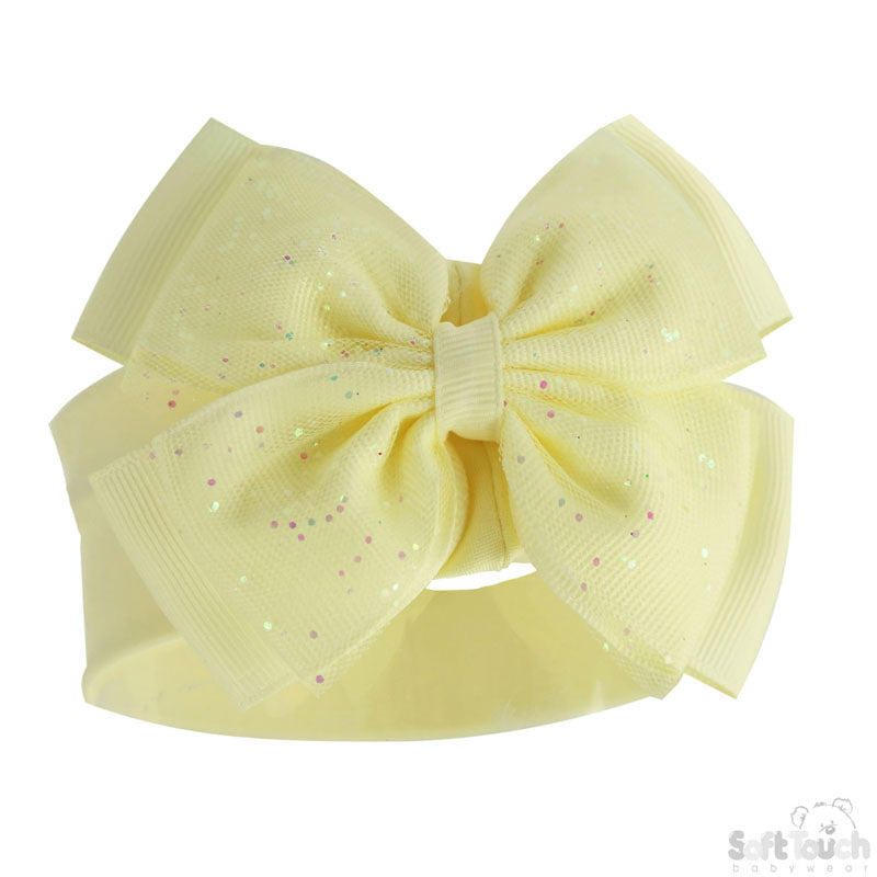 Lemon glitter bow headband