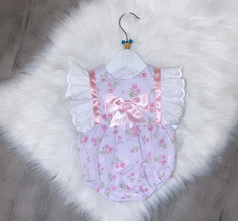 Pink floral romper