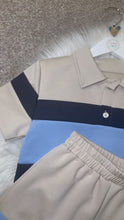 Load and play video in Gallery viewer, MILO beige navy stripe short set
