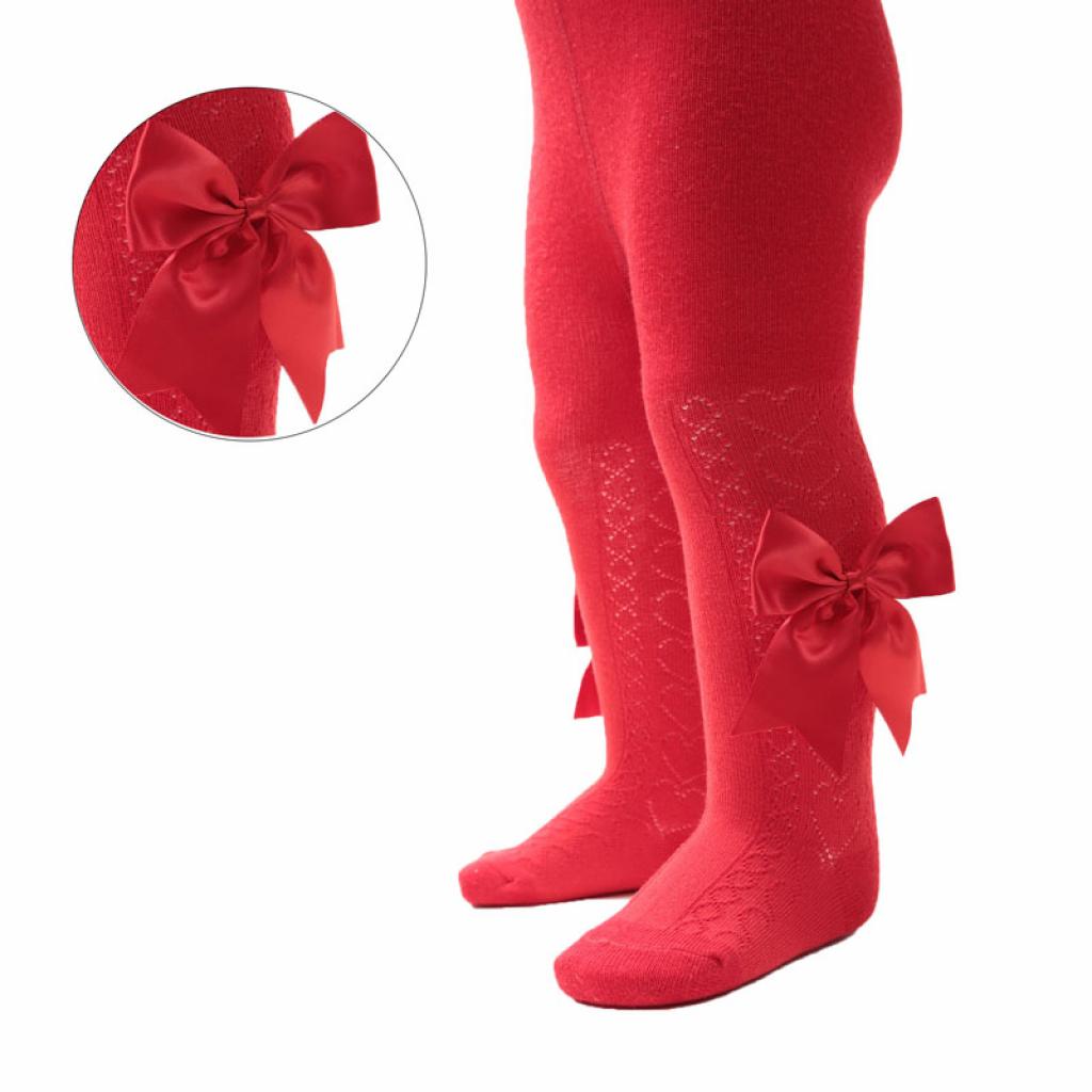 Red heart bow tights