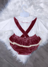 Load image into Gallery viewer, Burgundy romper set
