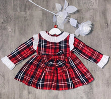 Load image into Gallery viewer, Red tartan frill bow dress
