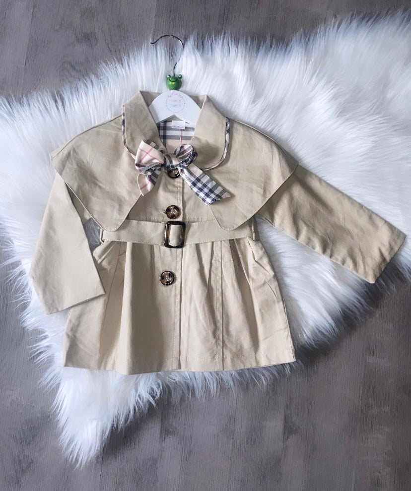 Beige Coat with detachable bow