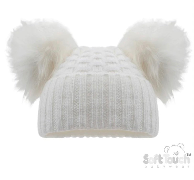 White double Pom hat