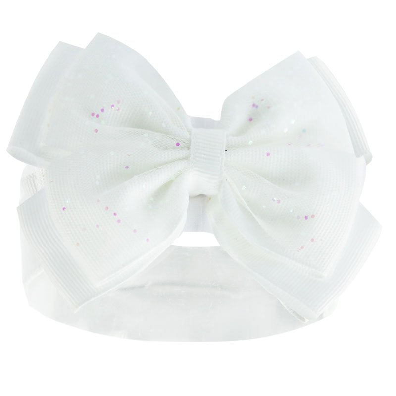 White glitter bow headband