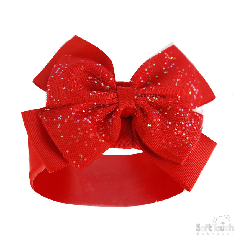 Red glitter headband bow