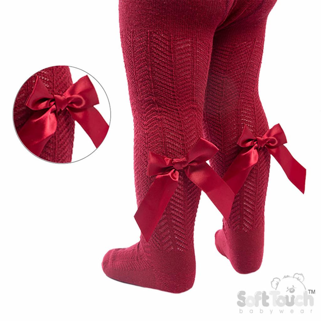 Burgundy chevron bow tights