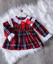 Load image into Gallery viewer, Red tartan frill bow dress
