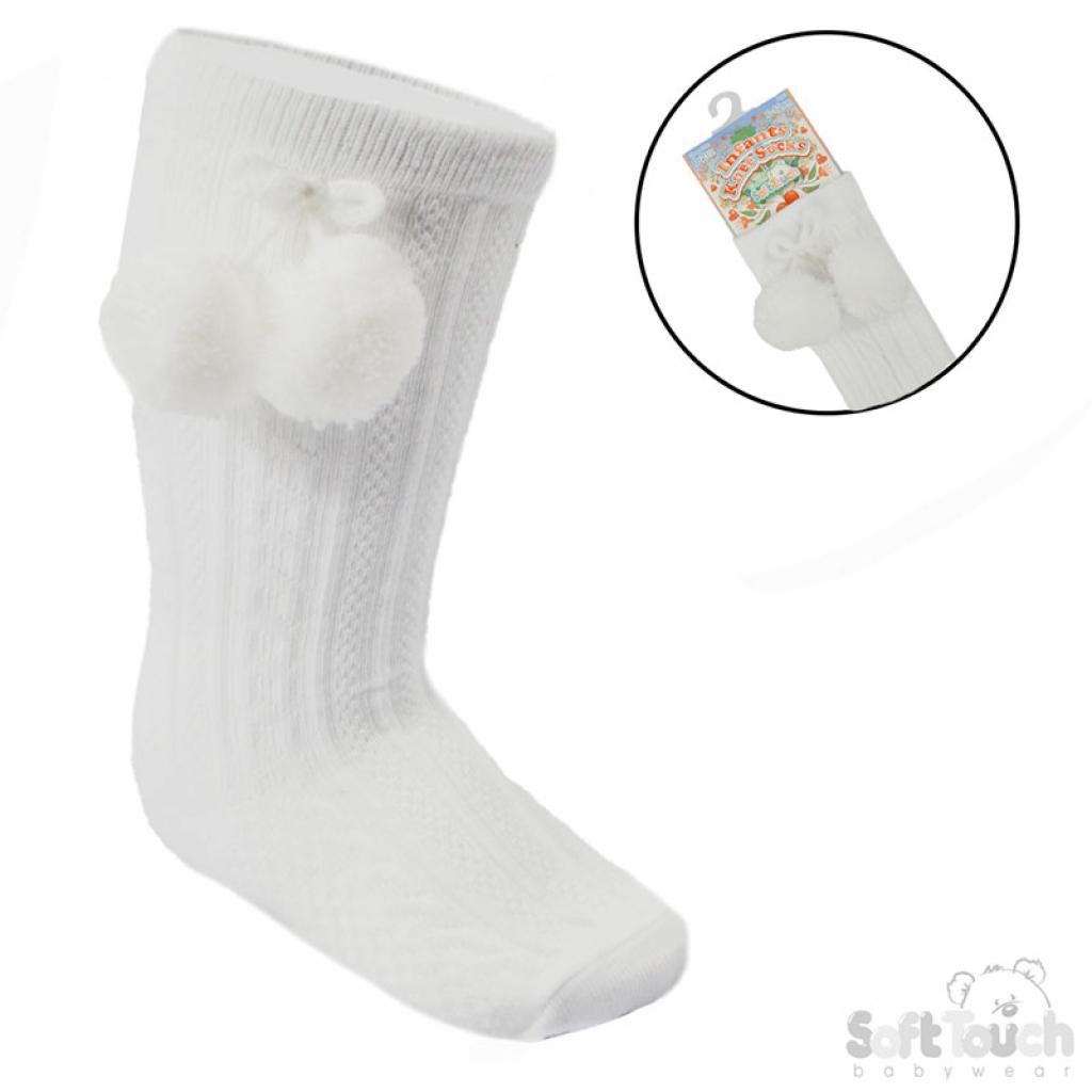 White Knitted Knee High Socks