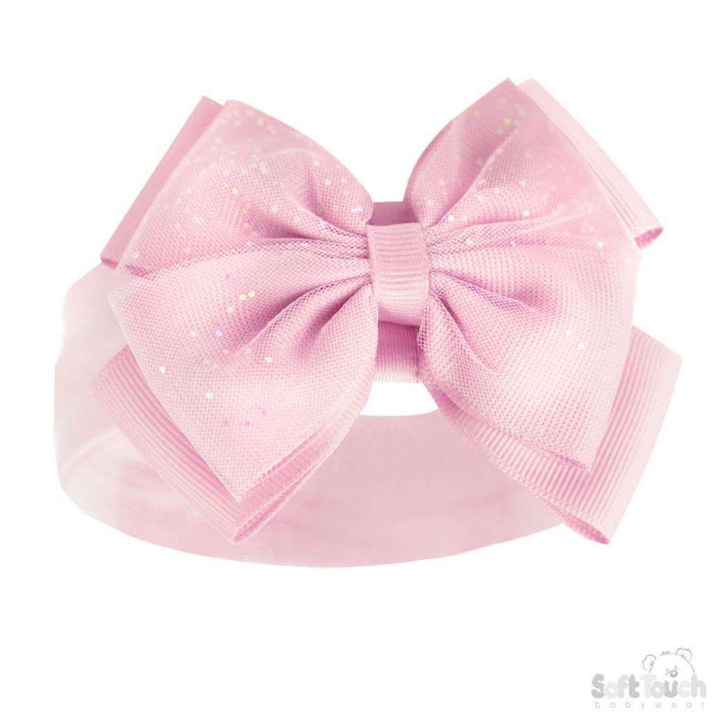 Pink Glitter Bow Headband