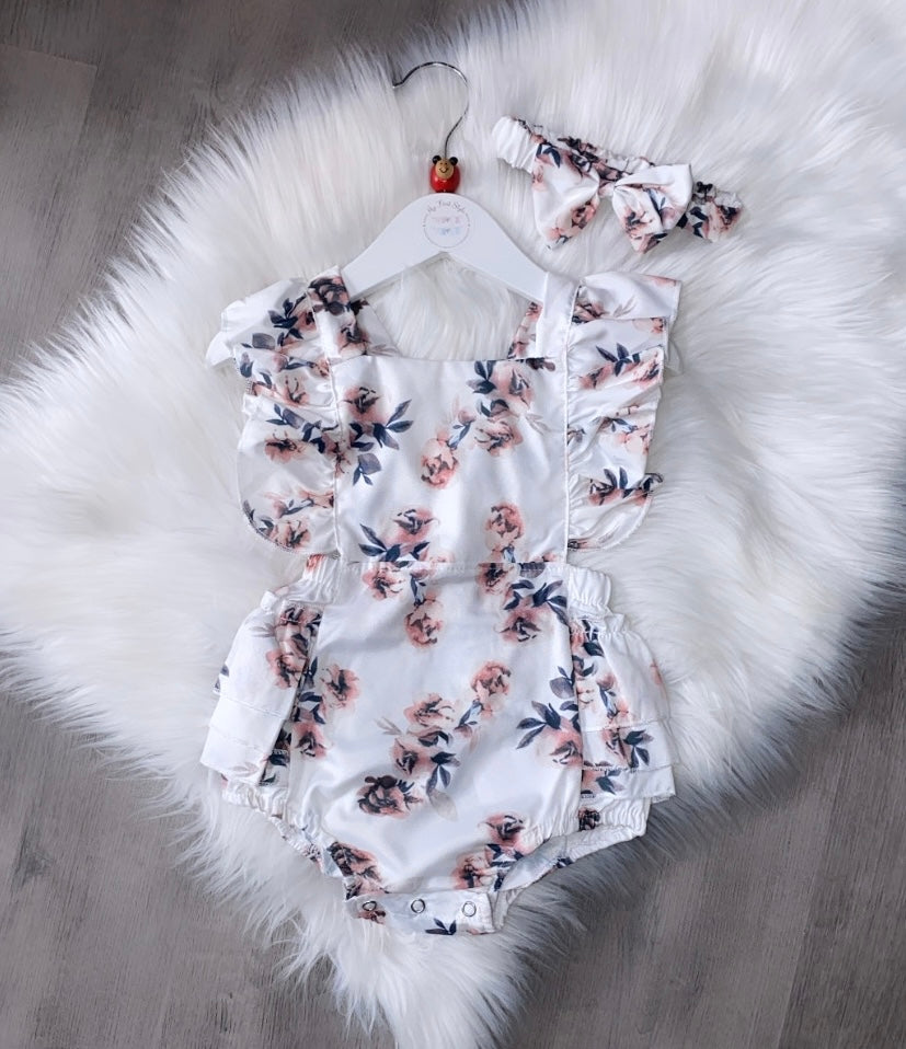 Frilly flower romper & headband